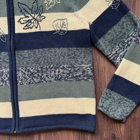 Christopher & Banks Vintage 2004 Hand Embroidered Stripe Cardigan Sweater M - Picture 8 of 12